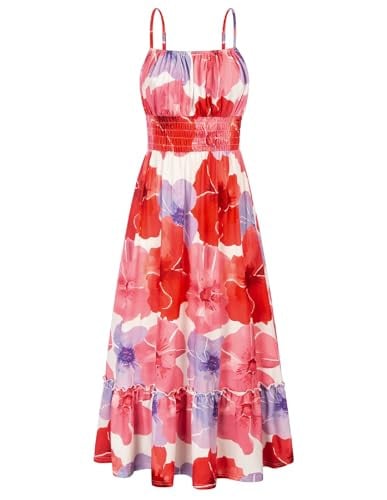 GRACE KARIN Women's Smocked Floral Maxi Sundress w/ Pockets Deal