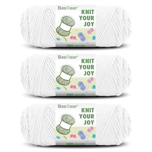 Besgeer Acrylic Yarn 3-Pack, 100g/3.5oz