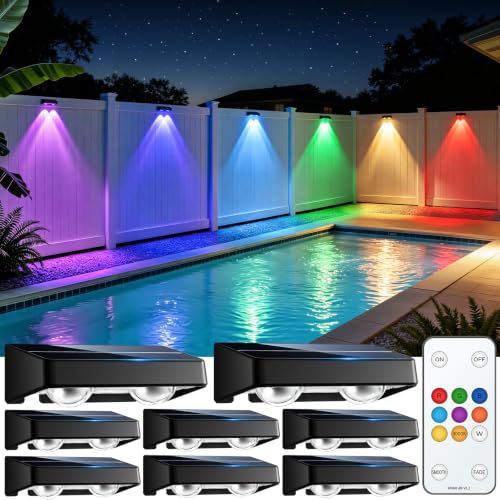 Solar Fence Lights 8 Pack 9 Colors & 11 Lighting Modes Deal