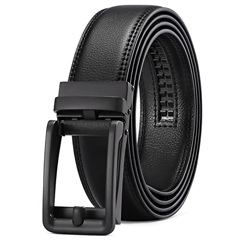 SENDEFN Men's Genuine Leather Ratcheting Belt 1 3/8" for 28-44" Waist Deal