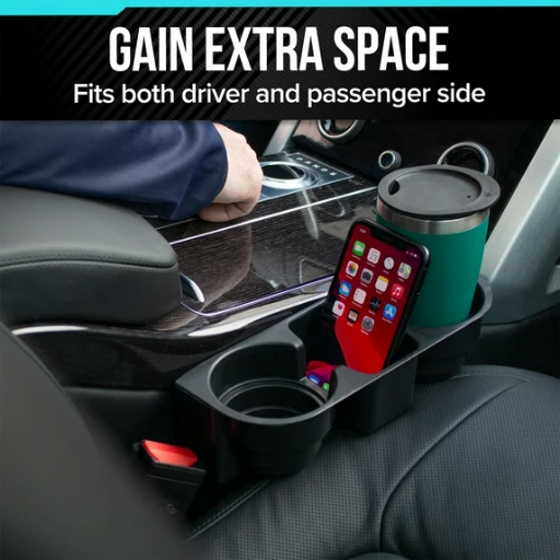 TSI Vehicle Seat Gap Organizer with Portable Cup Holders and Phone Storage, Black Deal