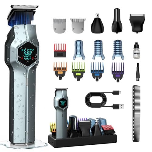 TrimX IPX7 Waterproof Cordless Beard Trimmer w/ Magnetic Snap-on Heads