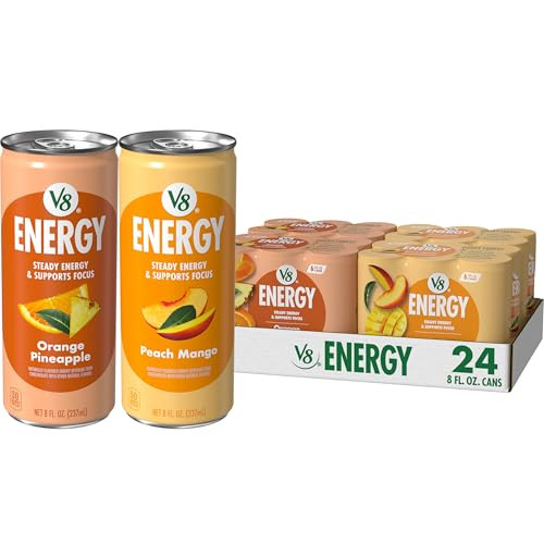 V8 Energy Peach Mango and Orange Pineapple Energy Drinks 24-Pack