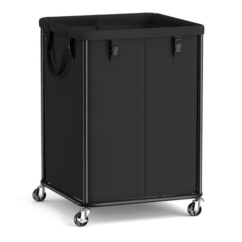 SONGMICS Laundry Basket with Wheels and Removable Liner Bag, 45 Gallon (170 L)