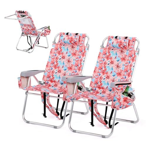 Vingli Tall Beach Chair 2-Pack Pink Flower Deal