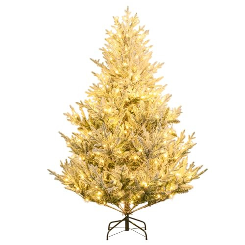 6' Goplus Pre-Lit Snow Flocked Christmas Tree w/ 340 Warm White LED Lights