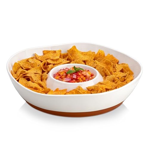 12" Ceramic Chips and Dip Serving Tray