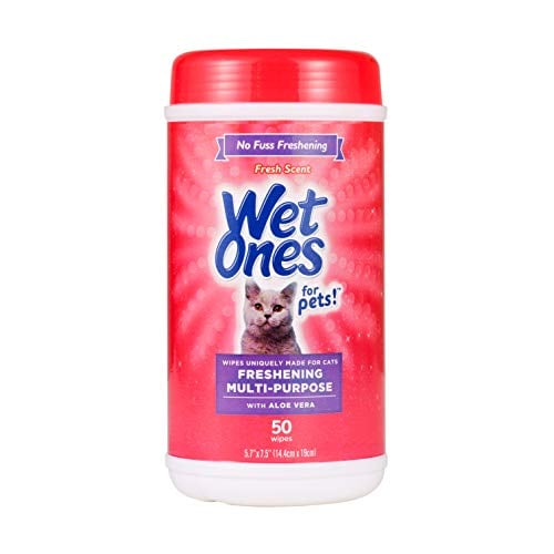 Wet Ones for Cats Freshening Grooming Wipes w/ Aloe Vera (Fresh Scent) 50-Count Deal