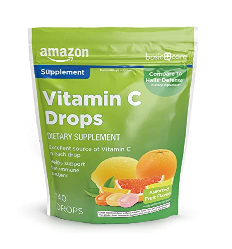 Amazon Basic Care Vitamin C Supplement Drops, 140 Count, Lemon Orange & Grapefruit