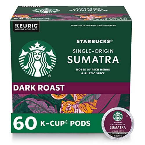 60-Count Starbucks K-Cup Coffee Pods, Sumatra Dark Roast