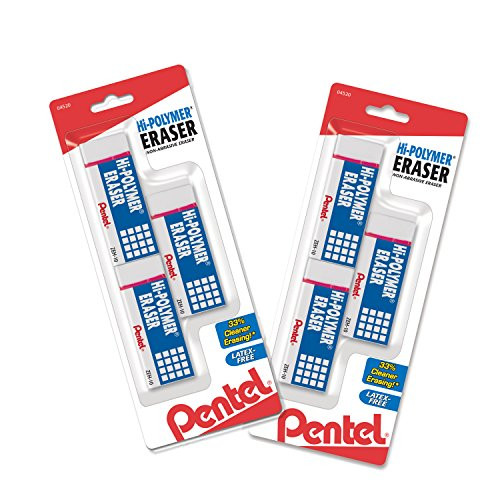 Pentel Hi-Polymer Large Block Eraser 6-Pack (White)