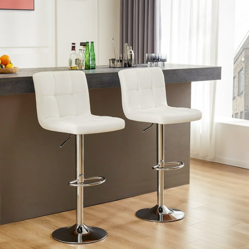 CONCETTA Set of 2 White Swivel Bar Stools