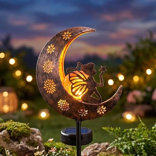 Moon Fairy Garden Accessories Solar Decor 32"