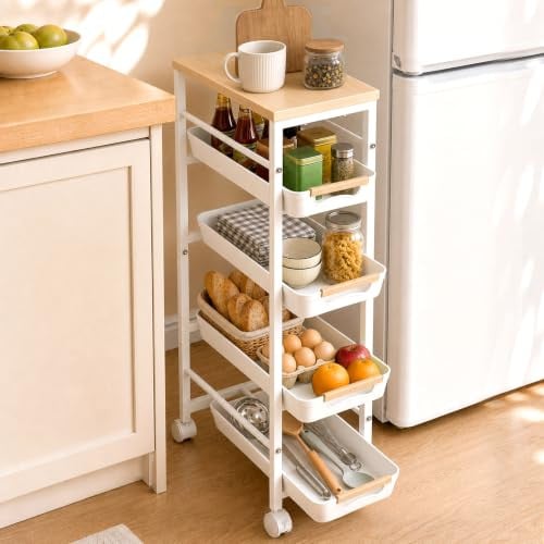 Pipishell Slim Rolling Storage Cart with Drawers & Lockable Wheels Deal