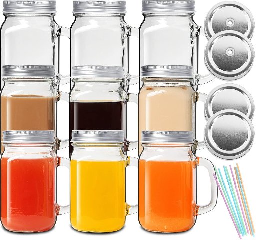 DESIYUE 16 Oz Mason Jar Cups 9-Pack