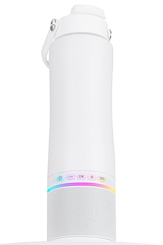 KAKULO Insulated Stainless Steel Water Bottle w/ Detachable Bluetooth Speaker (White)