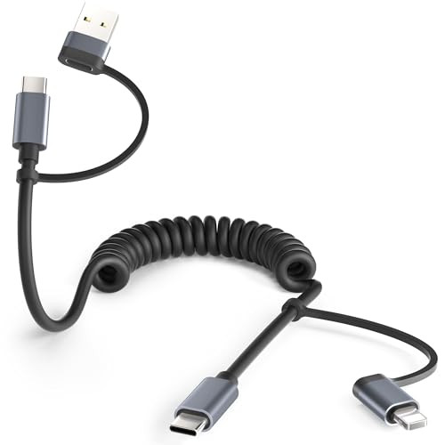 Basesailor 3.3' 4-in-1 60W Coiled USB-C Car Charger Cord