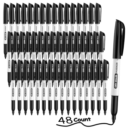 48-Pack Dry Erase Markers Chisel Tip Black