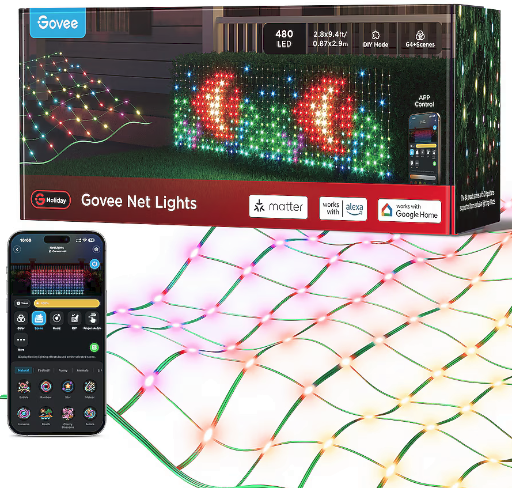 Govee 9.4 x 2ft Multi-function Multicolor Christmas Net Lights