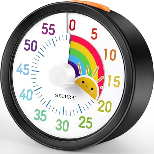 Secura 60-Minute Visual Timer for Kids (Black & Sun)