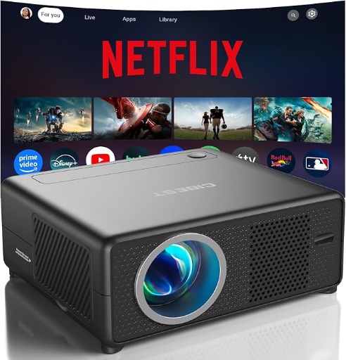 CiBest Mini Projector with WiFi and Bluetooth, Built-in Netflix/YouTube/PrimeVideo