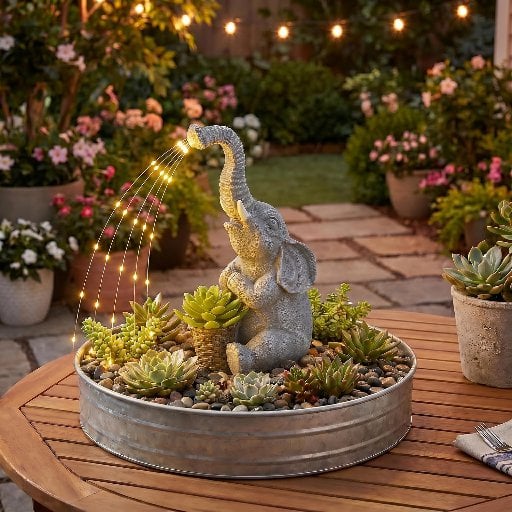 Lyeasw 10.5" Solar Praying Elephant Statue