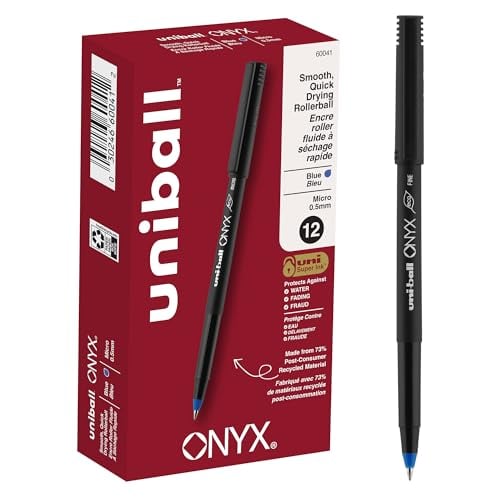Uniball Onyx Rollerball Pens, Micro Point (0.5mm), Blue Deal