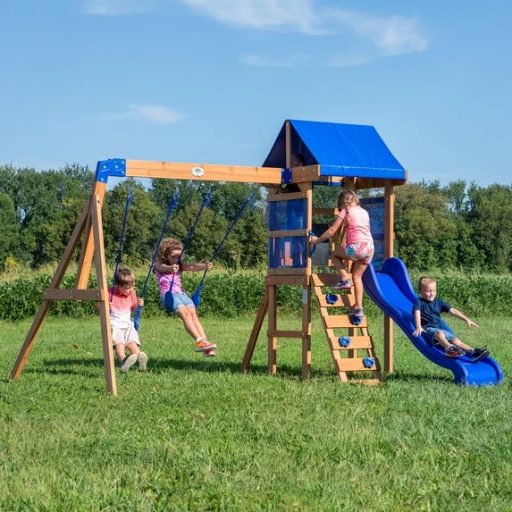 Backyard Discovery Aurora Cedar Wood Swing Set (2 Belt Swings & 6' Slide) Deal