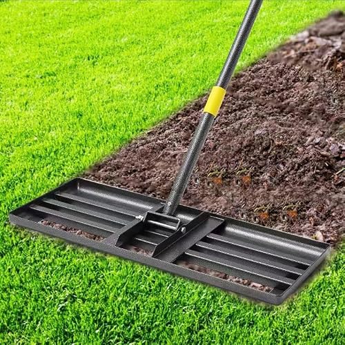 PoPoHoser 30"x10" Stainless Steel Lawn Leveling Rake w/ 6FT Adjustable Handle Deal