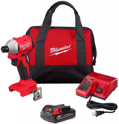 Milwaukee 18V M18 Compact Next Gen 1/4 in. Cordless Brushless Impact Driver Kit