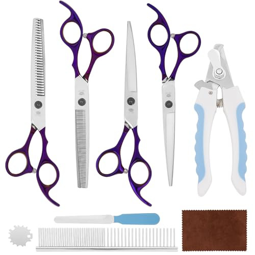 7" Dog Grooming Scissors Set 6-in-1