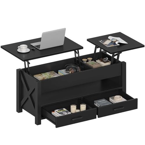 Seventable 39.3" Lift Top Coffee Table w/ 2 Storage Drawers (Black) Deal