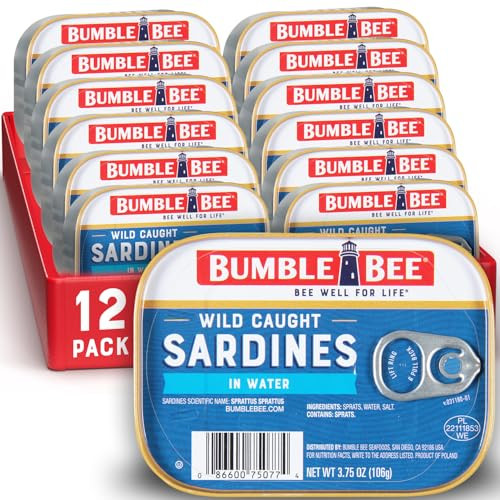 Bumble Bee Sardines in Water, Mustard Or Oil, 3.75 oz Tin (Pack of 12)