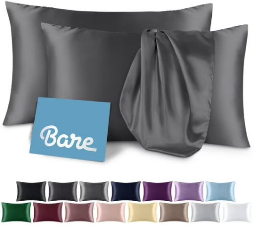 Bare Home Satin Pillowcase Set Standard Gray Deal