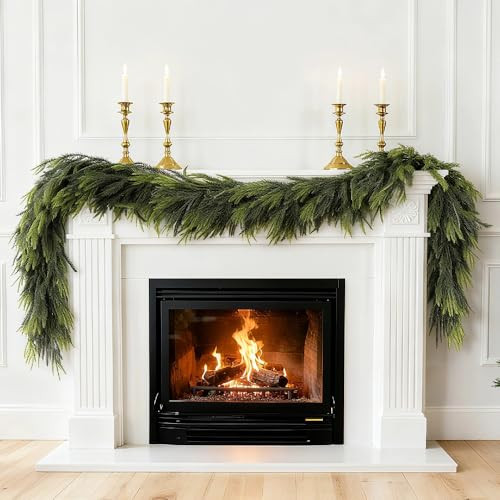 2 Pcs 9FT Artificial Christmas Norfolk Pine Garlands