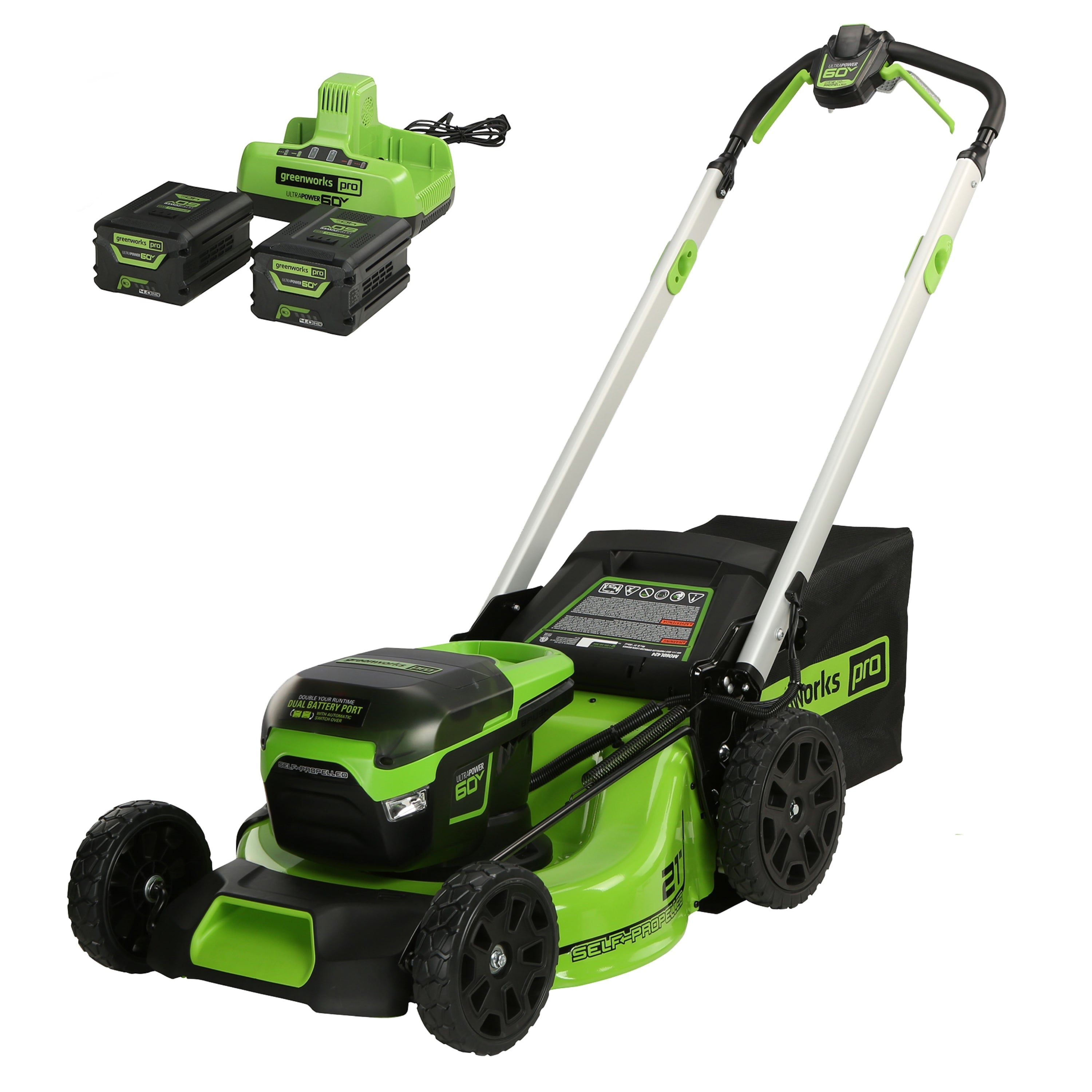 Greenworks 60V 21" Cordless Battery Self-Propelled Lawn Mower w/ Two 4.0Ah Batteries & Dual Port Charger Deal