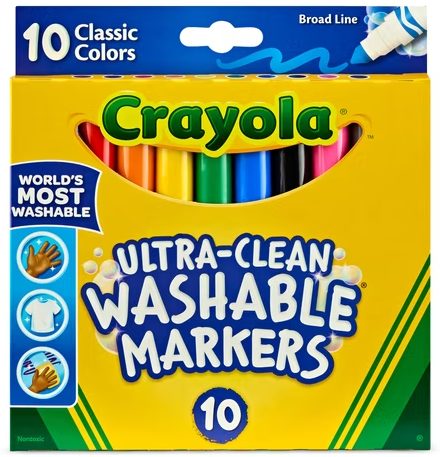 Crayola Ultra-Clean Washable Broad or Fine Line Markers, 10 Count Deal