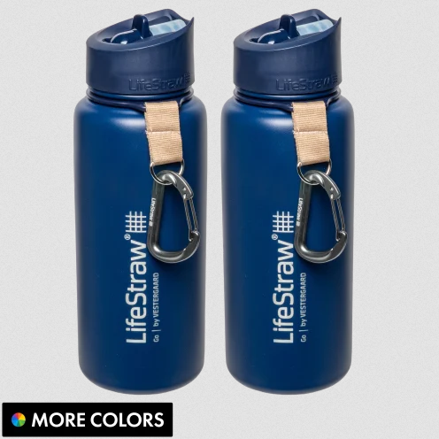 LifeStraw Go Stainless Steel Insulated Water Filter Bottle 2-Pack 24oz