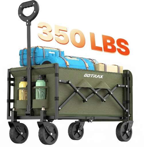 GoTrax Collapsible Folding Wagon Cart 100L Storage 350LB Capacity