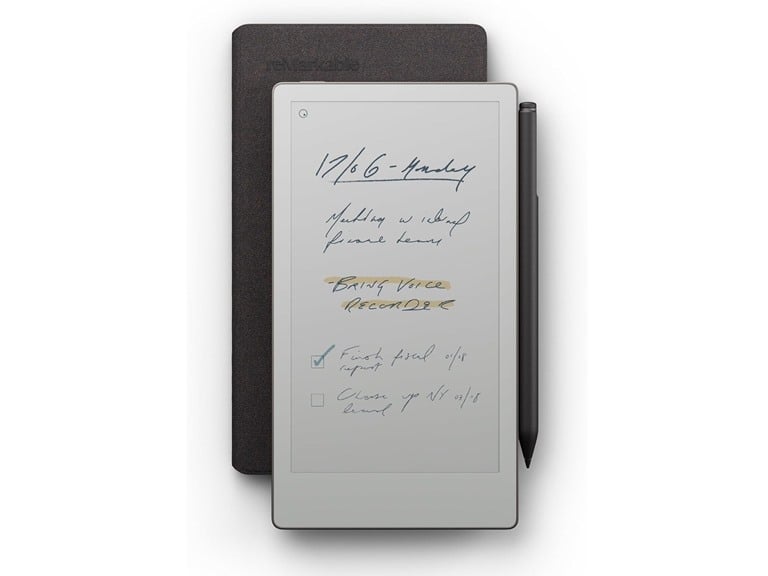 Refurbished reMarkable Paper Pro Move Bundle with Marker Plus and Gray Polymer Weave Folio Cover