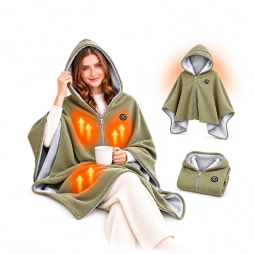 Hooded Wearable Heated Blanket Cordless