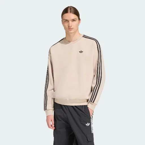 Adidas Men Adicolor 3-Stripes Oversized Crewneck (Stone Khaki)
