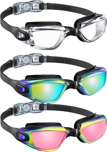 Kids Swimming Goggles Anti-UV Anti-Fog No Leaking 3-Pack