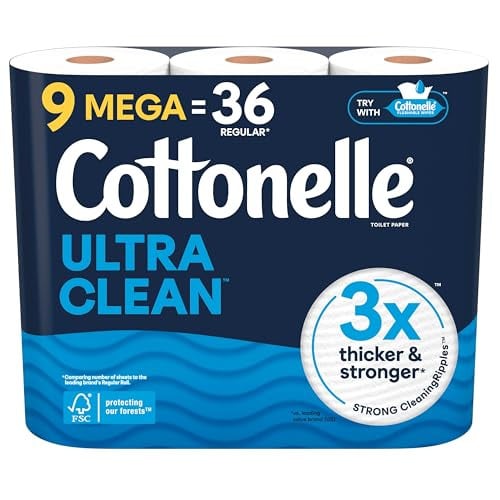 Cottonelle Toilet Paper Mega Rolls Ultra Clean 5 x 9-Pack (1420 Sheets)