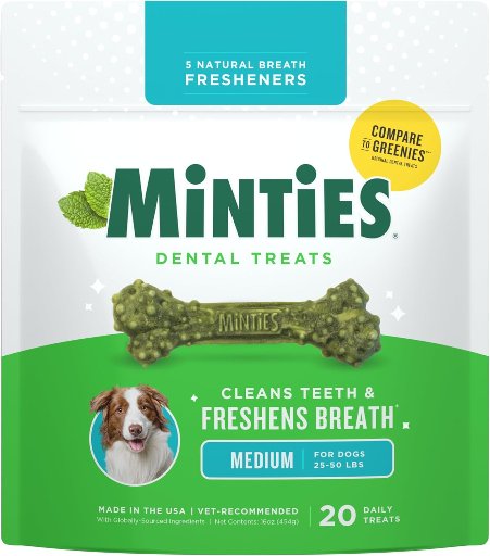 Minties Dental Dog Treats 20-Pack (Medium Size)