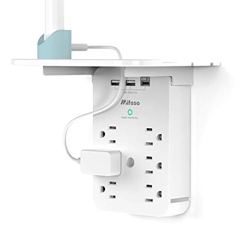 6-Outlet Mifaso Wall Outlet Extender w/ Surge Protector & 2 USB & USB C Ports