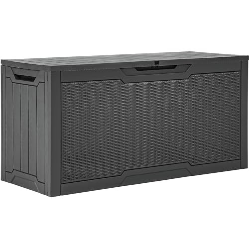 YITAHOME 80 Gallon Resin Rattan Outdoor Storage Box