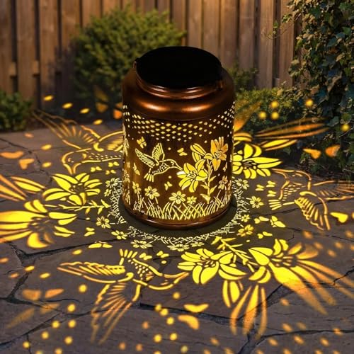 Lyeasw Garden Decor Hummingbird Solar Lanterns, 7-Inch Waterproof Hanging Lights Deal