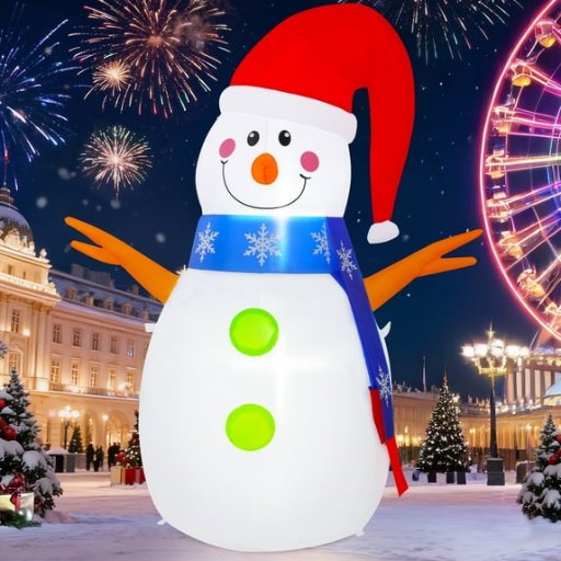 Firstness 4ft Tall Christmas Inflatables Snowman Blow ups with LED Lights