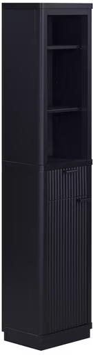 Beautiful Fluted Linen Storage Cabinet (Rich Black) Deal